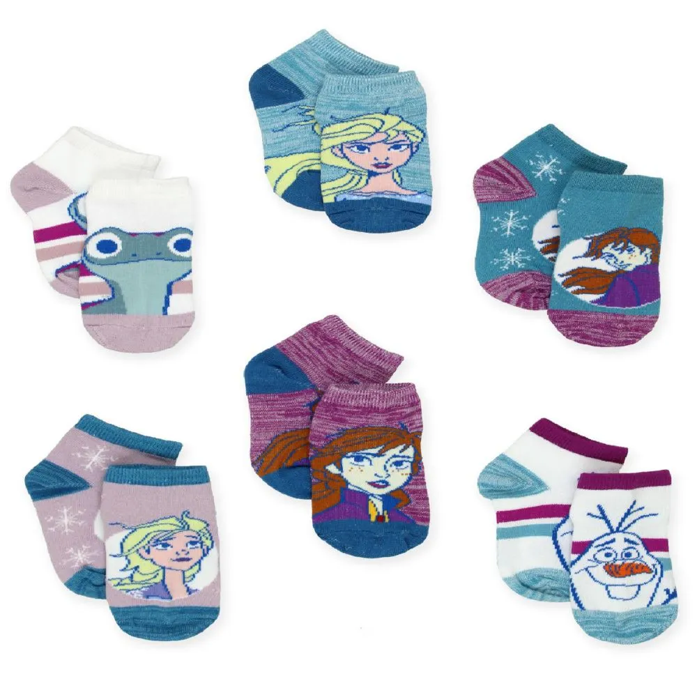 Disney Frozen 2 Anna Elsa Toddler Girls 6 Pack Quarter Socks Set (Shoe: 7-10 (Sock: 4-6), Anna Elsa Bruni 6 pk)