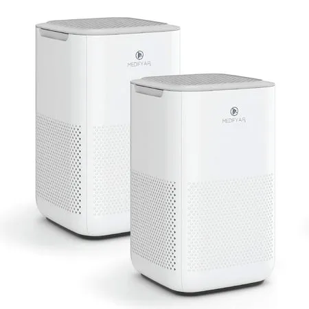 Medify Air MA-15 ( 2-Pack) Air Purifier Remove Smoke Dust Odors Pollen ,White