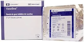 Vaseline Petrolatum Gauze Strip Dressing - 3" x 9", Box of 50 - Covidien