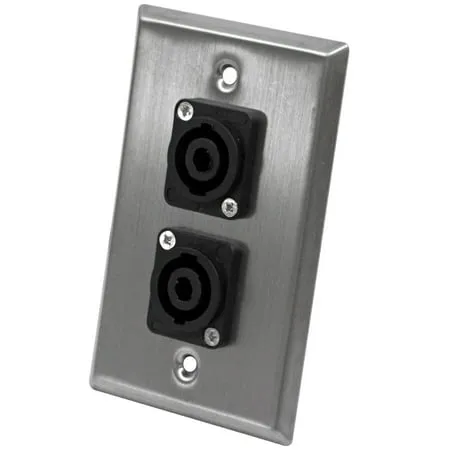 Seismic Audio - Stainless Steel Wall Plate - Dual 4 Pole Speakon Connectors