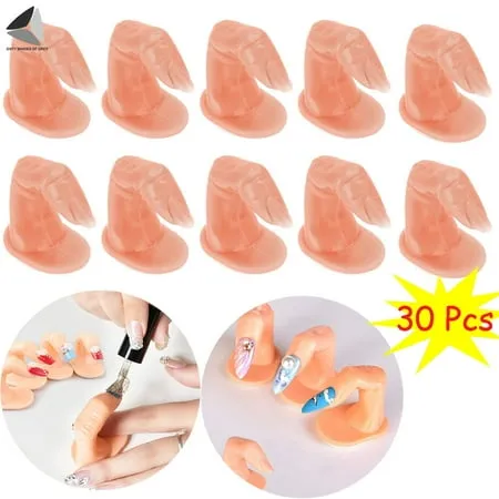 Sixtyshades 30 Pcs Practice Fingers Training Manicure Fingers Nail Hand Models for Acrylic Gel Nail Art DIY Display Decoration