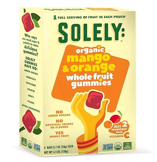 Solely Organic Whole Fruit Mango Guava Gummies, 3.5 Ounce, 8 per Case