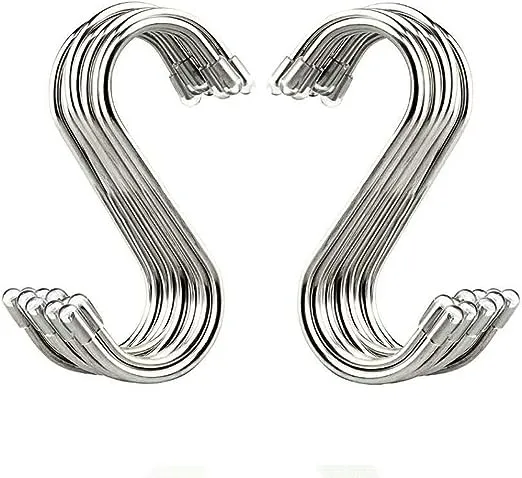 20 Pack 3.4" S Shaped Hooks Stainless Steel Metal Hangers Hanging Hooks for Kitchen, Work Shop, Bathroom, Garden