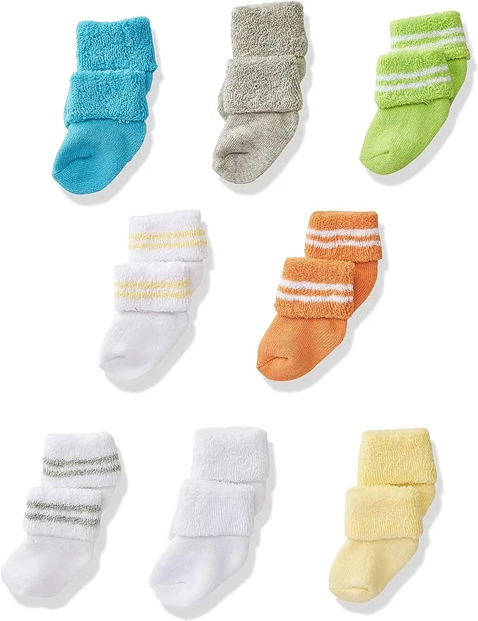 Luvable Friends unisex baby Newborn and Baby Terry Socks Multi-pack