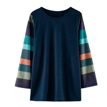 SELINK Girl's Casual Big Kids Long Sleeve Striped Color Block Casual Tees with Pockets