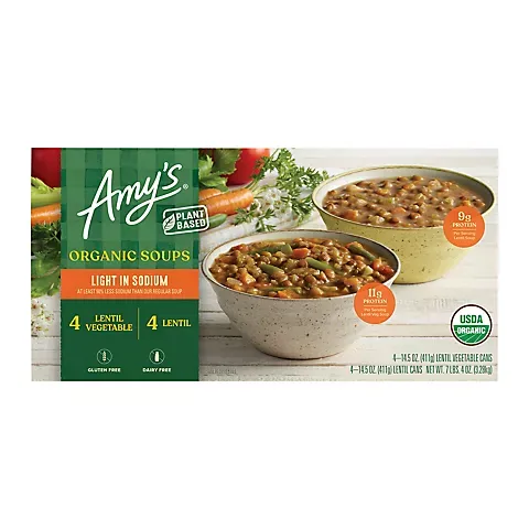 Amy’s Soup, Vegan Lentil Vegetable Soup, Gluten Free, Made With Organic Vegetables, Canned Soup, 14.5 Oz (12 Pack)