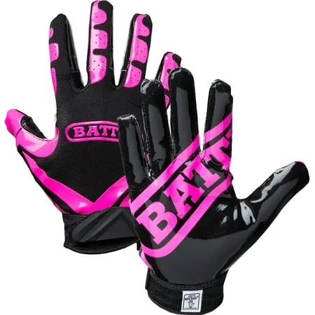 Battle Receivers Ultra-Stick Football Gloves - Large - Pink/Black