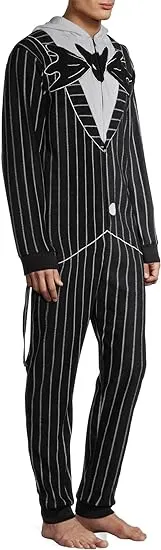 Nightmare Before Christmas Jack Skellington Costume Adult S Fleece Pajama Suit