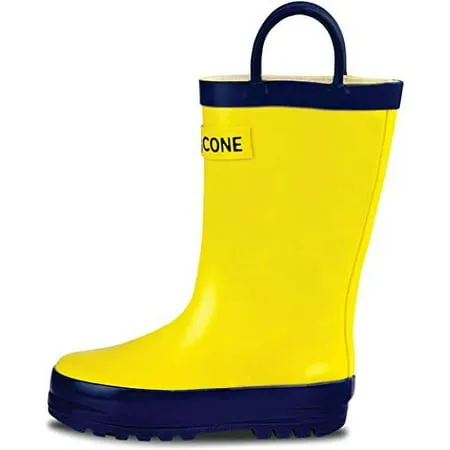 Lone Cone Rain Boots with Easy-On Handles for Toddlers and Kids Classic Yellow Toddler 9