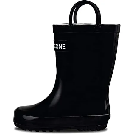 Lone Cone Rain Boots with Easy-On Handles for Toddlers and Kids Shiny Black Toddler 10