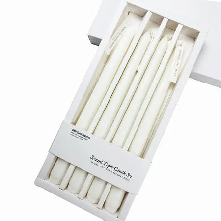 Taper Candles 10'' Scented Candle Sticks Set of 4 | Soy Wax Home Decor Kitchen Decor Wedding Decorations (Natural White)