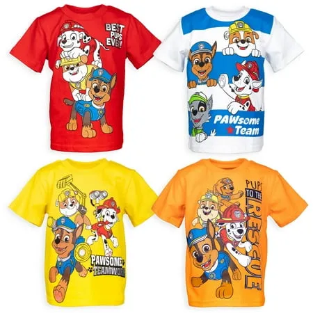 Paw Patrol Chase Marshall Rubble Rocky Little Boys 4 Pack T-Shirt 6, Boy's