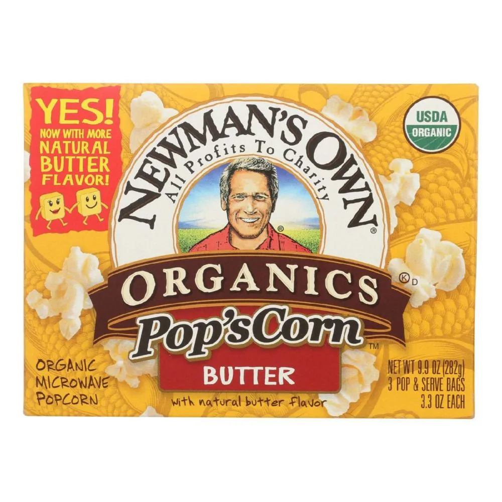 Newman's Own Organics Butter - Popcorn 3 Bags/3.3 oz each - Pack of 12