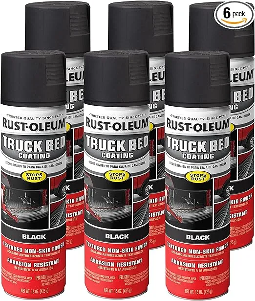 Rust-Oleum 248914-6PK Automotive Truck Bed Coating Spray, 15 oz, Black, 6 Pack