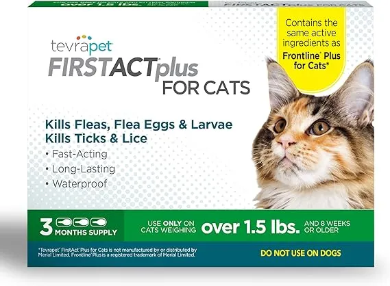 TevraPet FirstAct Plus Flea and Tick Prevention for Cats Over 1.5lbs