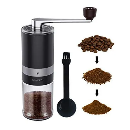 Manual Coffee Grinder with adjustable Coarse Setting Premium Stainless Steel Conical Burr Mill Ceramic Burr Grinder for French Press Drip Coffee Aeropress by Ingeware Black