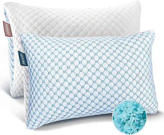 Nestl Cooling Pillow, Shredded Memory Foam Pillows King Size Set of 2, Gel Infused Cool Pillow, Adjustable King Size Pillow for Sleeping, Breathable King Pillow, Washable Removable Bed Pillow Cover