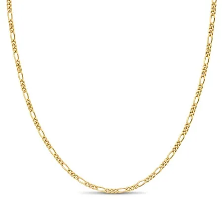 14K Gold Plated Sterling Silver 2mm 050 gauge Italian Figaro Chain 16 inch Necklace