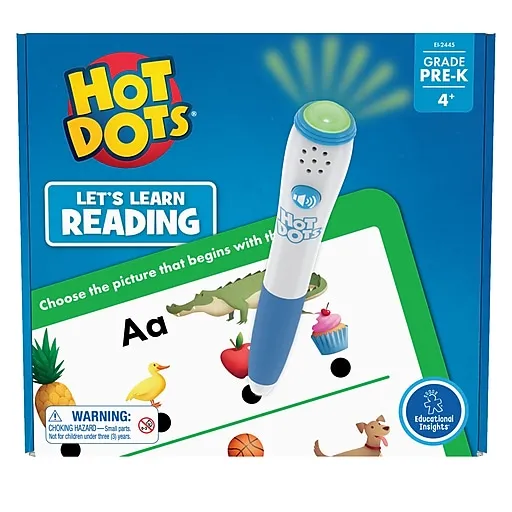 Educational Insights Hot Dots Let's Learn Pre-K Reading - Learn to Read Preschool Workbook with Interactive Pen, Kids Travel Activity, Ages 3+