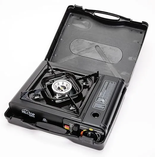 8,000 BTU Portable Gas Stove with Carrying Case for Camping, Picnics, Hiking,...