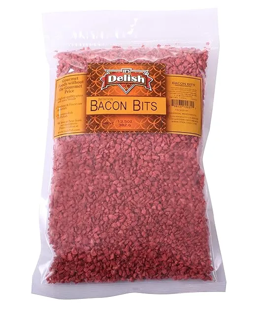 Imitation Bacon Bits by Its Delish, 5 LBS Bulk Bag | Kosher Parve Vegan for Salad Topping, Eggs, Baked Potatoes with Smoky Flavor and Crunch