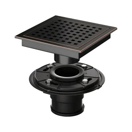 SaniteModar Shower Drain, 6 inch Shower Floor Drain with Flange, Removable Grid Panel SUS 304 Stainless Steel, Oil Rubbed Bronze