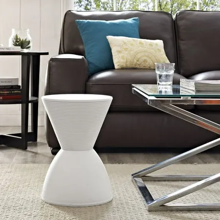 Modway Haste Contemporary Modern Hourglass Accent Stool in White