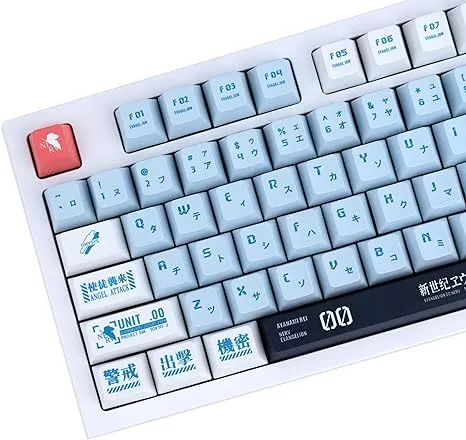 JSJT Custom Keycaps-Sky Blue Keycaps 137 Keys Cherry Profile Keycaps PBT Dye Sublimation Japanese Keycap Set with 7u Spacebar for DZ60/RK61/64/gk61/68/84/980/104 MX Switches Mechanical Keyboards