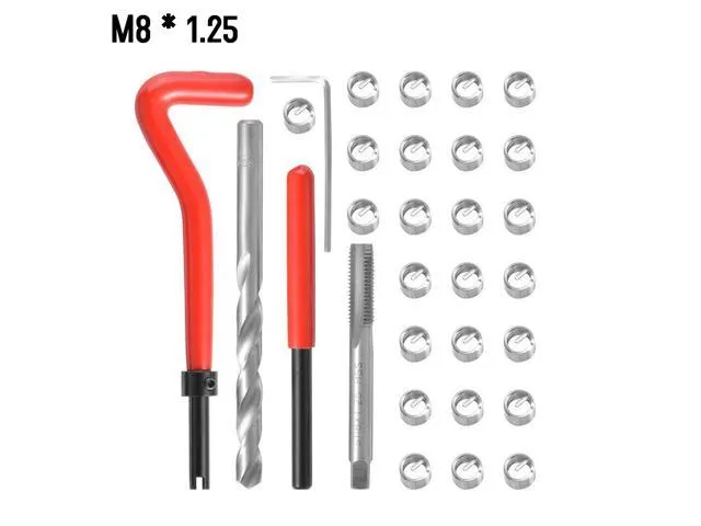 30Pcs Metric Thread Repair Insert Kit M5 M6 M8 M10 M12 M14 Helicoil Car Pro Coil Tool M8 * 1.25