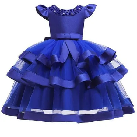 Toddler Girls Dress Princess Wedding Pageant Lace Ruffle Tulle Party Birthday Gown