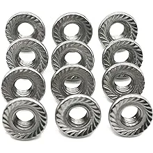 (50 Pcs) M6 x 1mm Serrated Hex Flange Nut, 18-8 Stainless Steel, Bright Finish