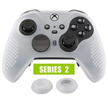 eXtremeRate Semi-Transparent Clear Soft Anti-Slip Silicone Cover Skins, Controller Protective Case for New Xbox One Elite Series 2 (Core) with Thumb Grips Analog Caps