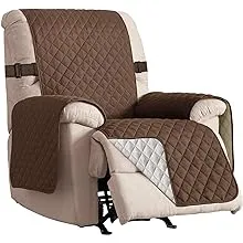 Rose Home Fashion Reversible Recliner Chair Cover, Chair Cover, Recliner Cover, Pet Cover for Chair, Furniture Protector, Machine Washable, Double Diamond Quilted(Recliner-Small:Chocolate/Beige)