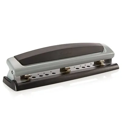 Swingline® Precision Pro® Desktop 2-3-Hole Punch, Adjustable Centers, 10 Sheet Capacity, Black/Silver (A7074037)