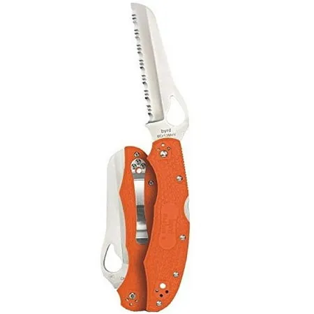 Byrd Cara Cara 2 Rescue Lightweight Knife with 3.88" Stainless Steel Sheepfoot Blade and High Performance Orange FRN Handle - SpyderEdge - BY17SOR2