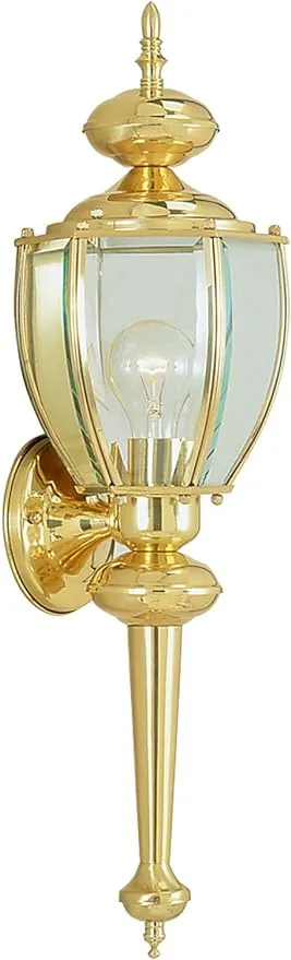 Livex Lighting 2112-02 Outdoor Wall Lantern with Clear Beveled Glass Shades, Polished Brass