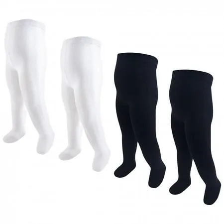 Hudson Baby Infant and Toddler Girl Cotton Rich Tights Black White 2T-4T