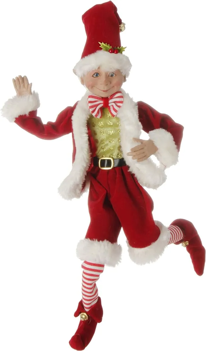 16 inch Posable Elf in Santa Outfit Christmas Decor by Raz Imports