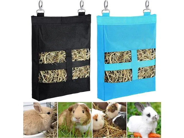 2 Pieces Guinea Pig Hay Bag Rabbit Feeding Bag Small Animal Hay Feeder Bag Hanging Feeder Sack for Rabbit Guinea Pig Chinchilla Hamsters Small.