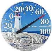 EZREAD Hanging Dial Thermometer - Weather Thermometers for Indoor and Outdoor Use, Large 12.5 Inch Diameter, Easy-to-Read Numbers, Lighthouse