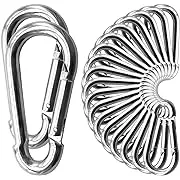 50Pack Heavy Duty Carabiners M8 5/16" Spring Snap 3Inch Zinc-Galvanized Steel Carabiner Clips Chain Quick Links Safety Connector for Hammock Swing Fitness Gym Outdoor Supplies Boating