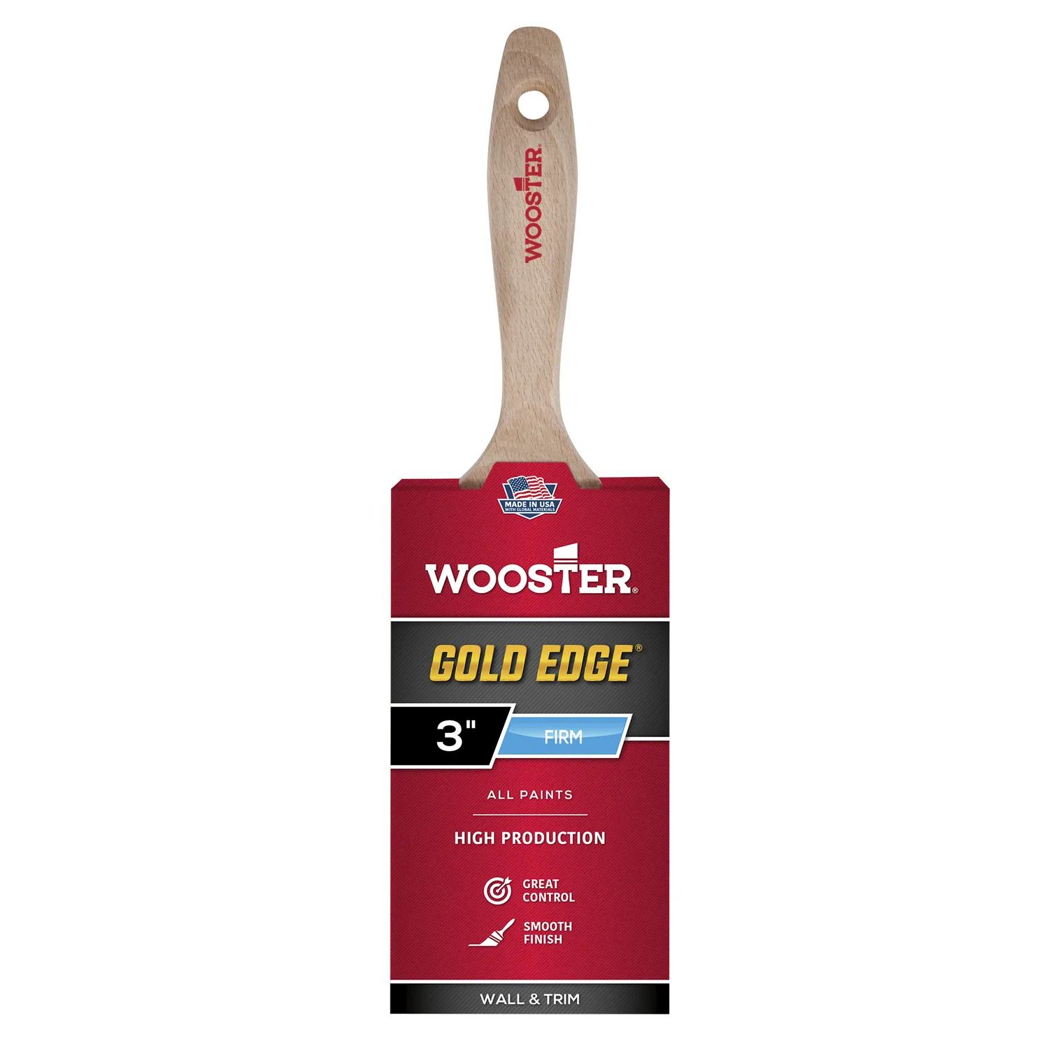 Wooster Genuine 3&#034; Gold Edge Flat Paintbrush 2-Pack, 5232-3-2PK