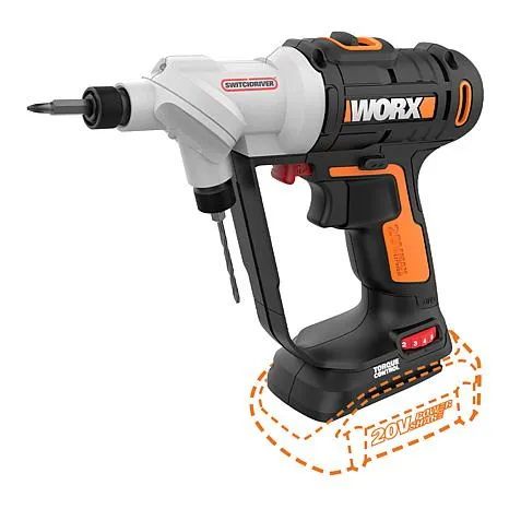 Worx WX176L.1 20V Power Share Switchdriver 2-in-1 Cordless Drill & Driver with 67pc Kit