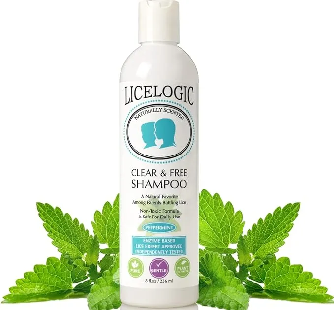 LiceLogic Clear & Free Lice Treatment Shampoo, 8oz, Peppermint - Effective Against Super Lice, Kills Eggs & Nits, Prevents & Repels Lice, Not Toxic, Naturally Derived Licezyme, No Harsh Chemicals