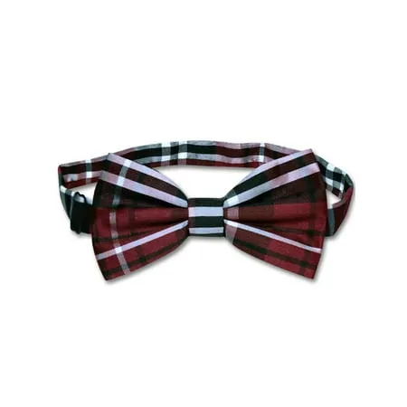 Vesuvio Napoli BOWTIE Black Burgundy White Color PLAID Design Men s Bow Tie