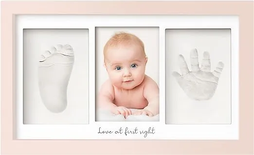 KeaBabies Baby Handprint & Footprint Keepsake Duo Frame in Petal Pink