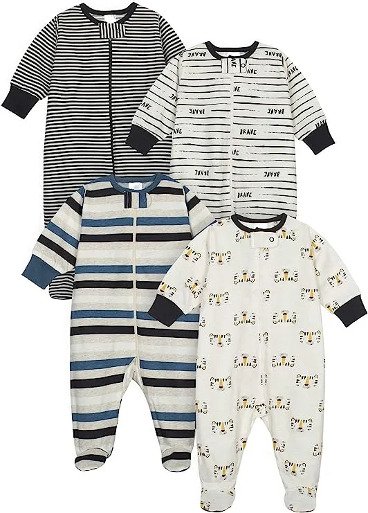 Onesies Brand Gender Neutral Sleep 'N Play Footed Pajamas 4-Pack Newborn