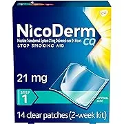 NicoDerm CQ Step 1 Nicotine Patches to Quit Smoking, 21mg, Stop Smoking Aid, 7 Count (1 Week Kit)