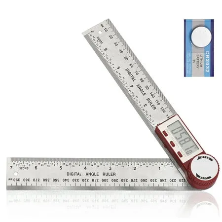 Digital Angle Finder Ruler 7inch/ 200mm Stainless Steel Angle Finder Protractor with LCD Display Zeroing Locking Reverse Functions for Woodworking Carpenter Construction DIY Tools