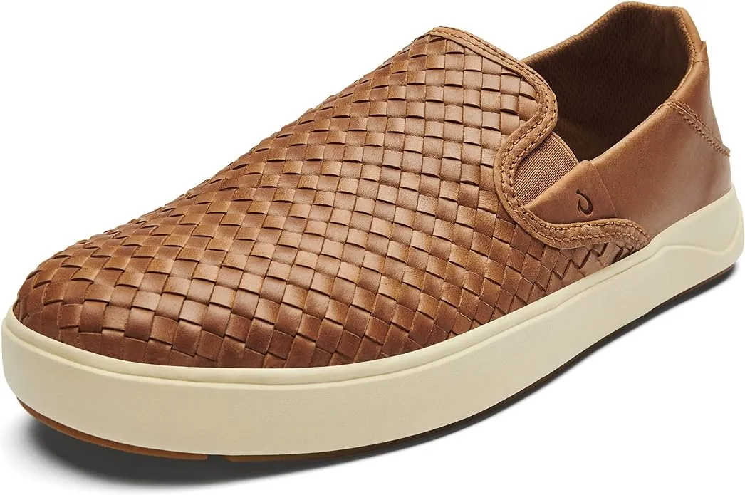 OLUKAI Lae'ahi Lauhala Men's Slip On Sneakers, Drop-in Heel & All-Day Comfort, Breathable Lining, Premium Leather